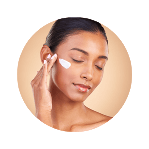 Contemporary Health Center Skincare Products Beautiful woman using Skincare Products